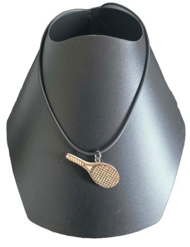 Pendentif raquette de tennis en tagua – 44×17×5 mm, 6 g