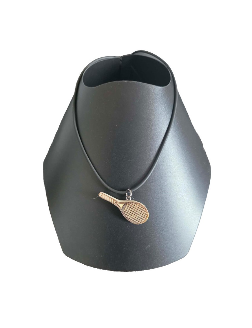 Pendentif raquette de tennis en tagua – 44×17×5 mm, 6 g