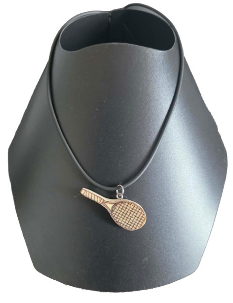Pendentif raquette de tennis en tagua – 44×17×5 mm, 6 g