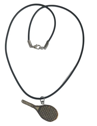 Pendentif raquette de tennis en tagua – 44×17×5 mm, 6 g