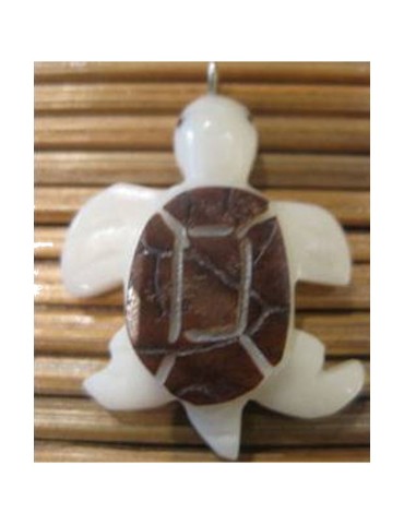 Pendentif tagua tortue de mer cafe 